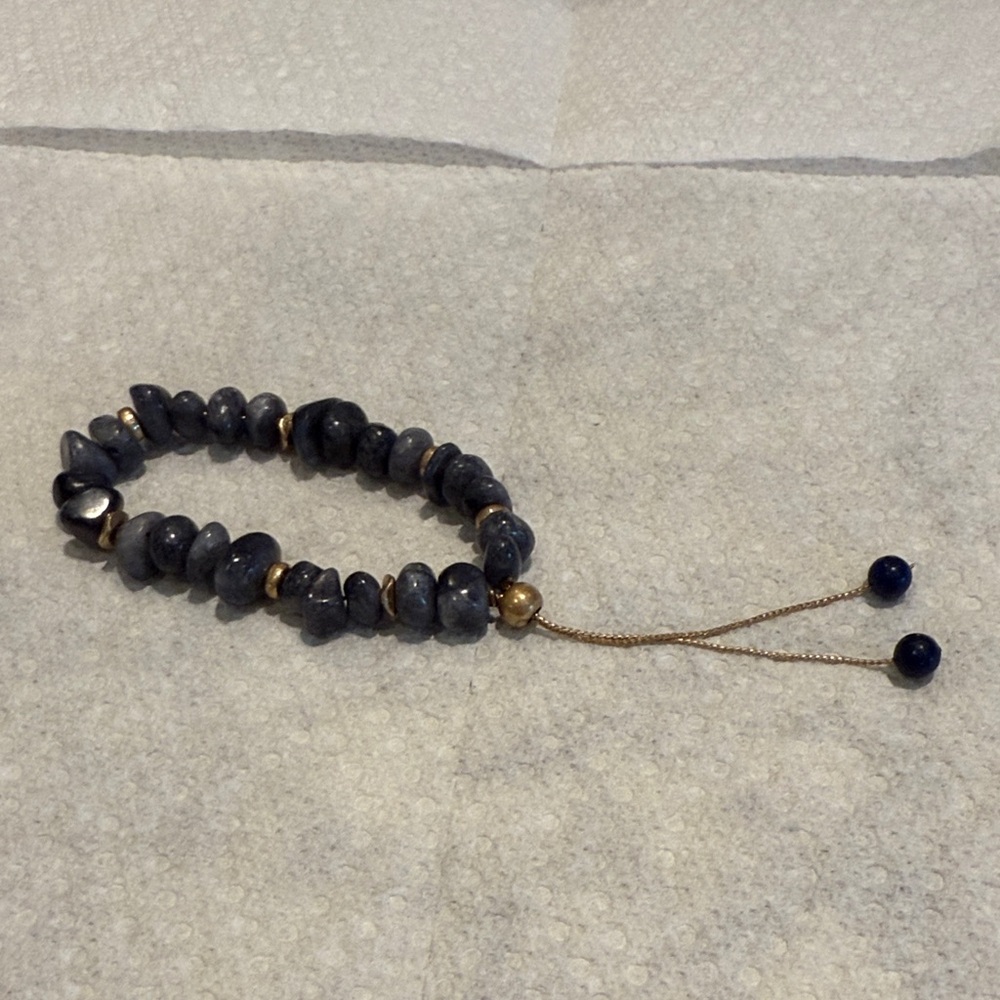 Blue and Gold Beaded Bracelet